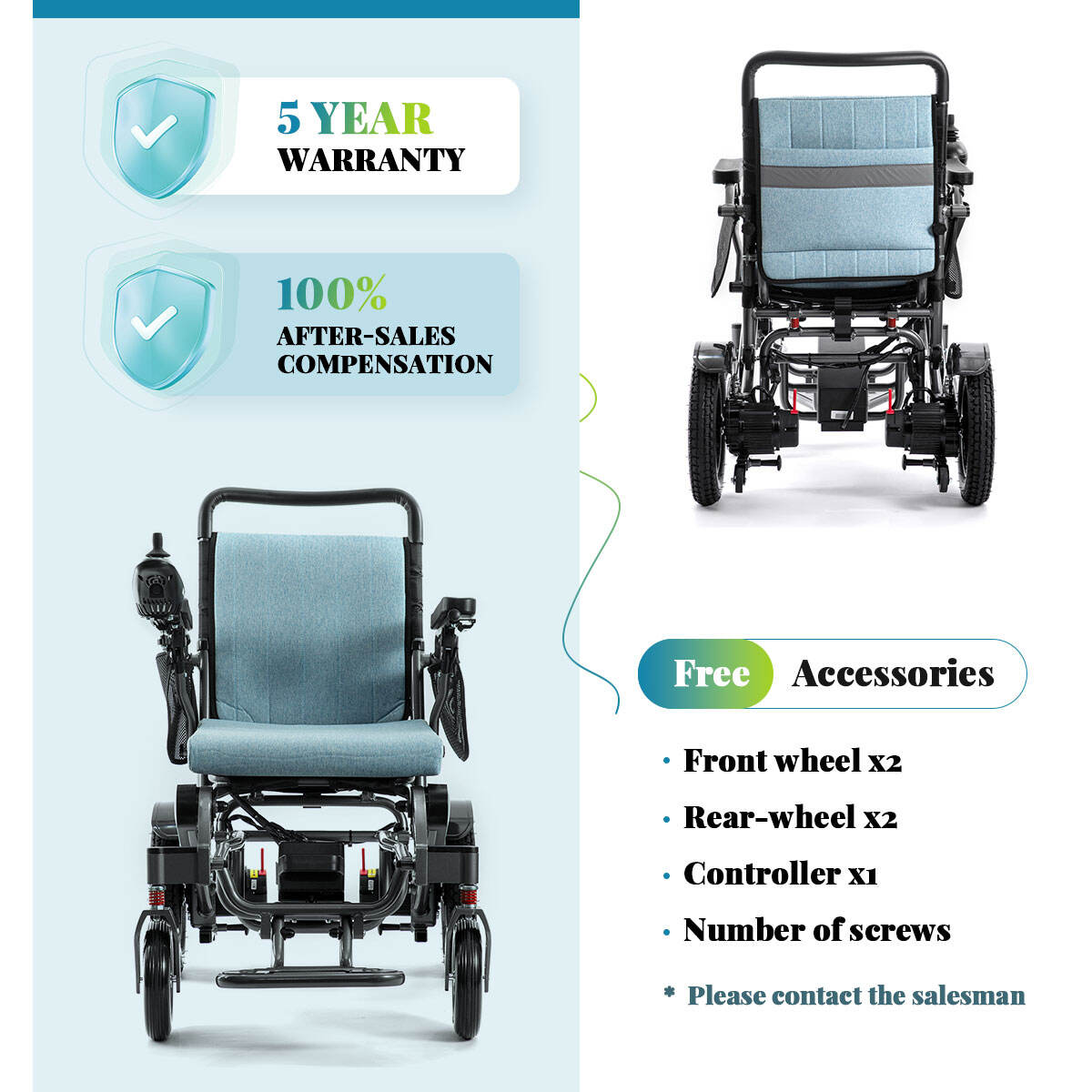 BC-EA9000-UP Newest Fold Wheelchair Electric Fashion Disabled Chair