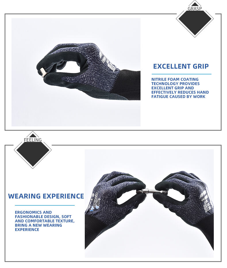 WG-550 Air Lite Breathable Lightweight Work Gloves Nylon Polyester Nitrile Rubber Navy Work Gloves supplier