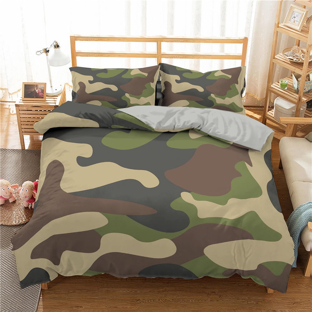 Custom camouflage 3d printed comforter bedding set designer sheet set king size luxury supplier