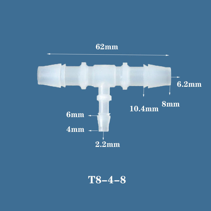 8-4-8 Hose Barb 3 Ways Union T Joint Pipe Fitting Equal Hose Barbed Plastic Tube Tee Connector manufacture