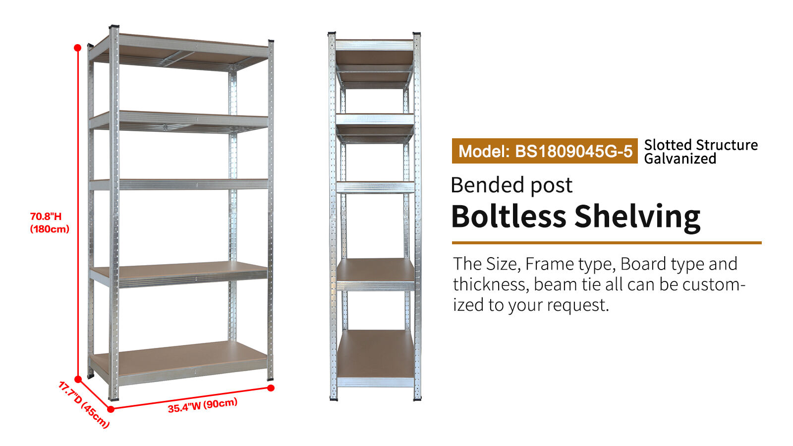 5-tier Adjustable Galvanized Shelves, Boltless Storage Shelving, Garage Utility Rack, for Warehouse Pantry Closet Kitchen details