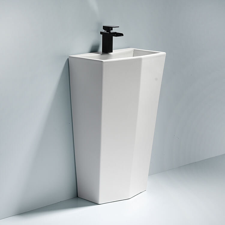 ceramic sanitary wares art basin hand wash pedestal basin for hotel bathroom factory