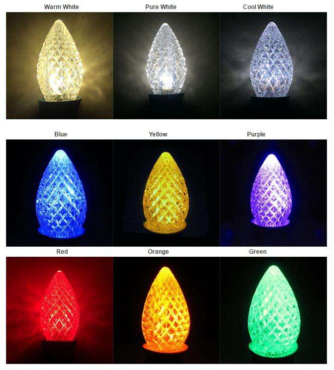 Multicolor Christmas Candle Light E12 0.5W C7 Faceted Led Replacement Bulbs details