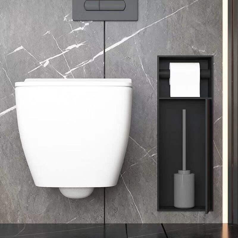 2023 High End Customized Black Wall Mounted  Stainless Steel Bathroom Paper Towels And Toilet Brush Shower Niche Accessories