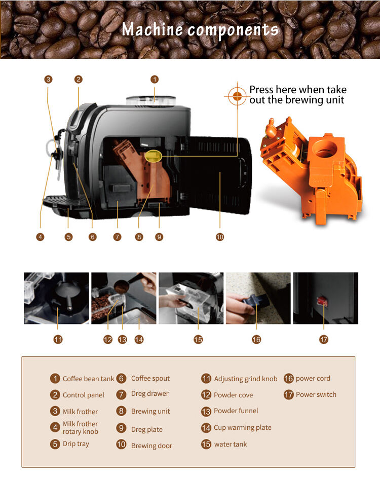 Máquina de café expresso bomba de feijão para xícara de café expresso estilo italiano fornecedor de escritório doméstico