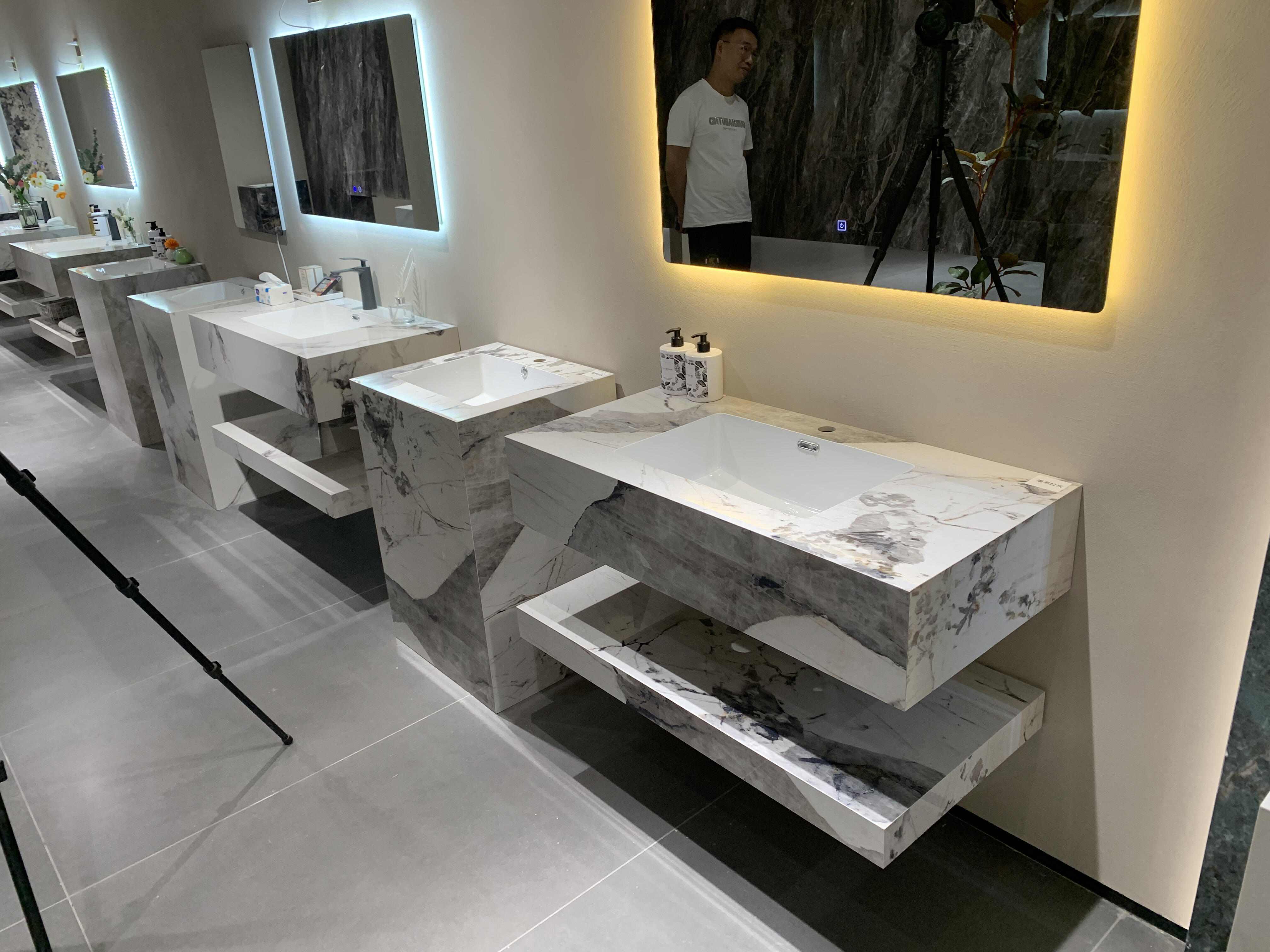 luxury modern factory bathroom double Sintered Stone basin manufacture