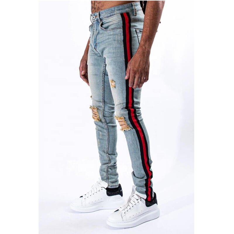 DiZNEW man pantalones jeans custom striped slim fit mens denim jeans supplier