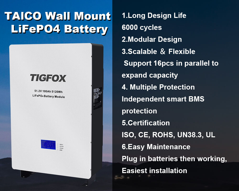 TIGFOX off grid hybrid 48v battery energy storage solar mounted 51.2v 200ah 100ah lifepo4 48v battery 5kw solar power system factory