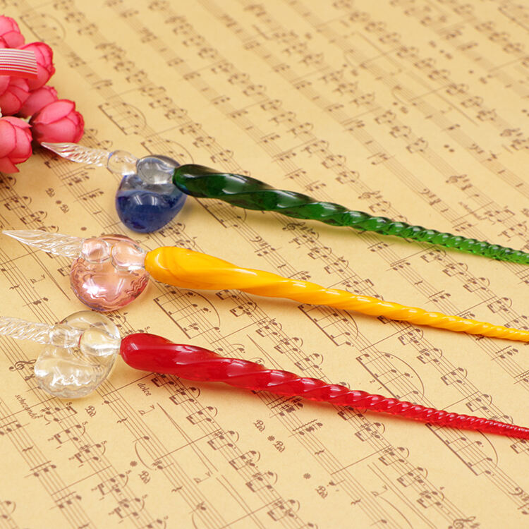 Handmade Borosilicate Murano Glass Dip Pen Holder details