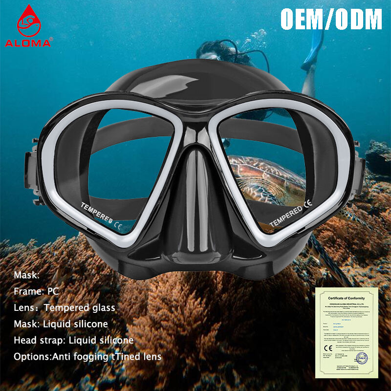 Aloma 23 colors Popular new silicone low volume diving gear snorkel mask freediving mask details