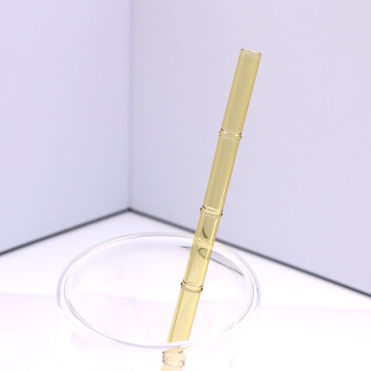 8mm Coloured Borosilicate Bamboo Design Glass Straw supplier