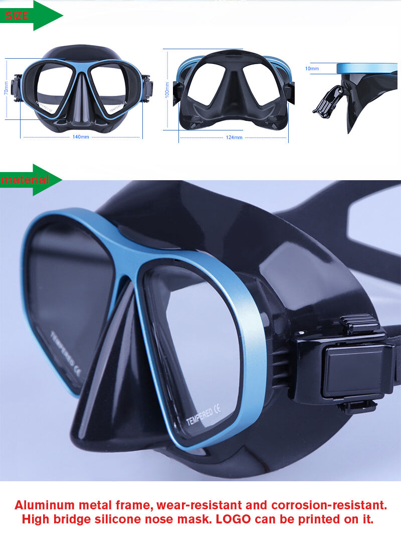 Aloma Professional Aluminium alloy frame Low volume snorkeling diving gear silicone freediving mask details