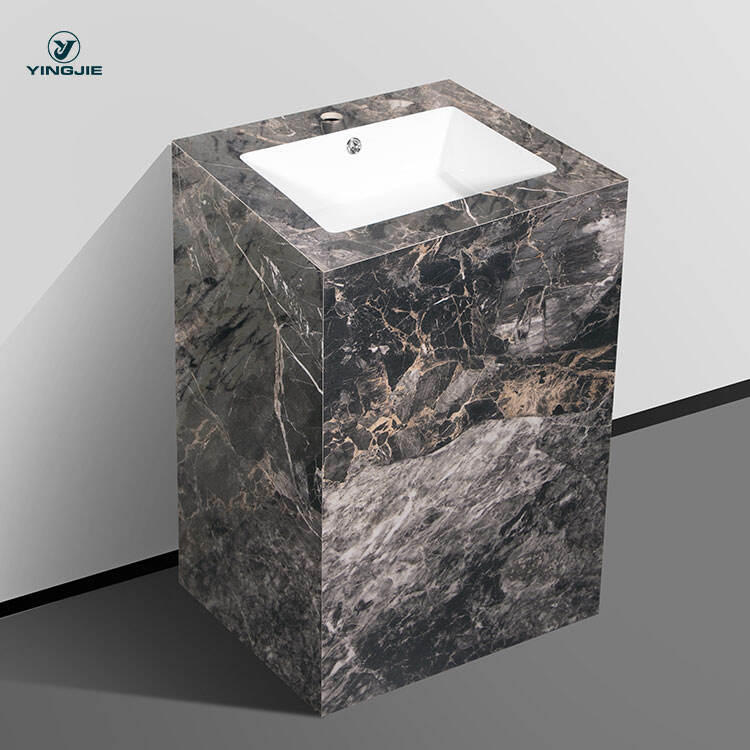 chinese manufacturer square sintered stone pedestal basin wash basin manufacture