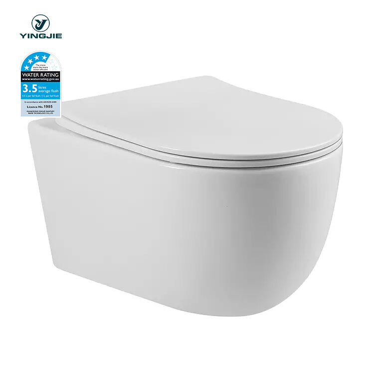 Wc Rimless Wall Mounted Toilet Bowl  White Ceramic Easy Cleaning Toilet for Bathroom