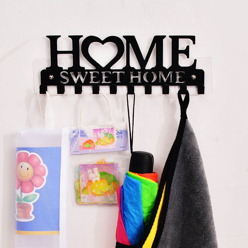 New iron Art HOME creative key hook perforation-free shelving towel hook row hook manufacture