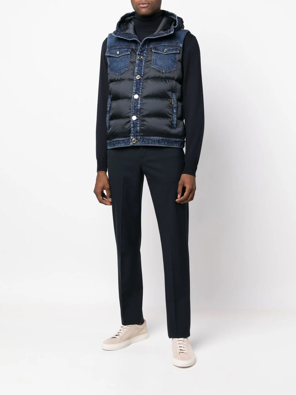 High Quality Cotton Winter Button Waistcoat Sleeveless Jacket Black Quilted Down Waterproof Puffer Men's Vests factory