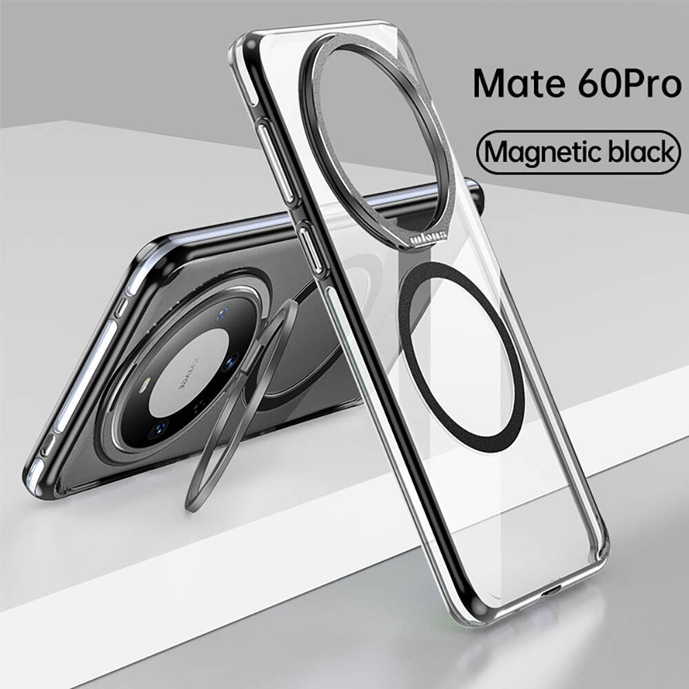 Tpu Pc Phone Case For Huawei Mate 60 Pro Lens Holder Magnetic Anti Fall Customize Kickstand Card Transparent Cover