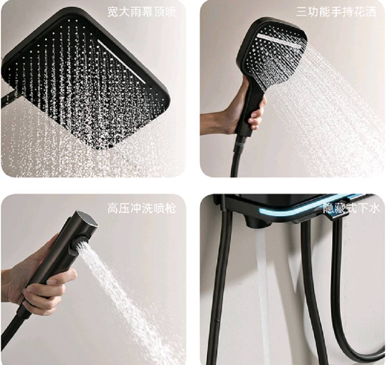 Big Promotion Brass Shower Atmosphere Light  Digital Display Bathroom LED Light Shower Piano Key Shower Mixer Set System Faucet details