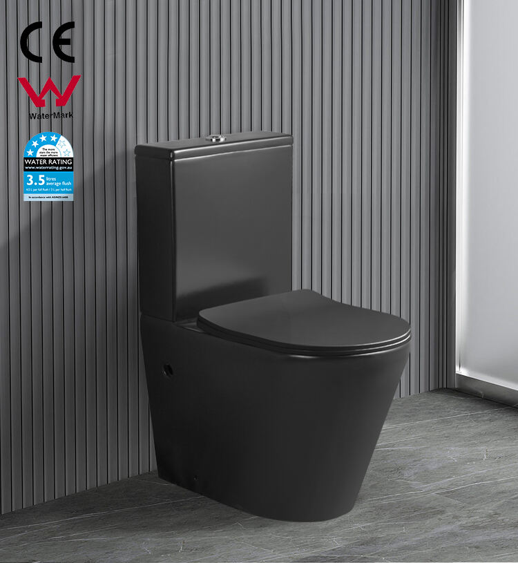 watermark sanitary ware two push button floor standing matte black ceramic two piece toilet water closet wc toilet factory