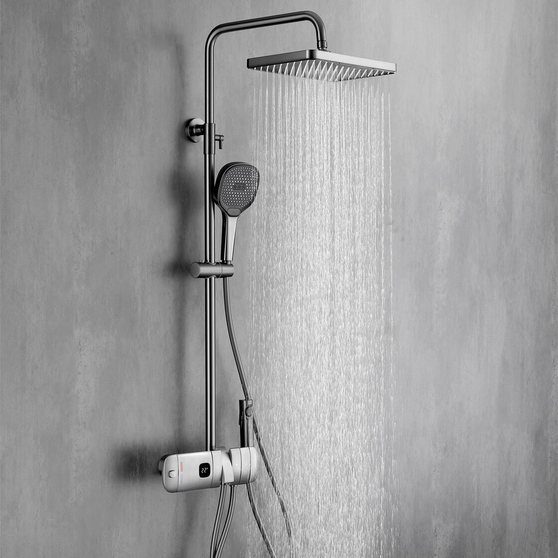 Thermostatic Shower System With 4 Independent Buttons And 4 Water Outlet Modes