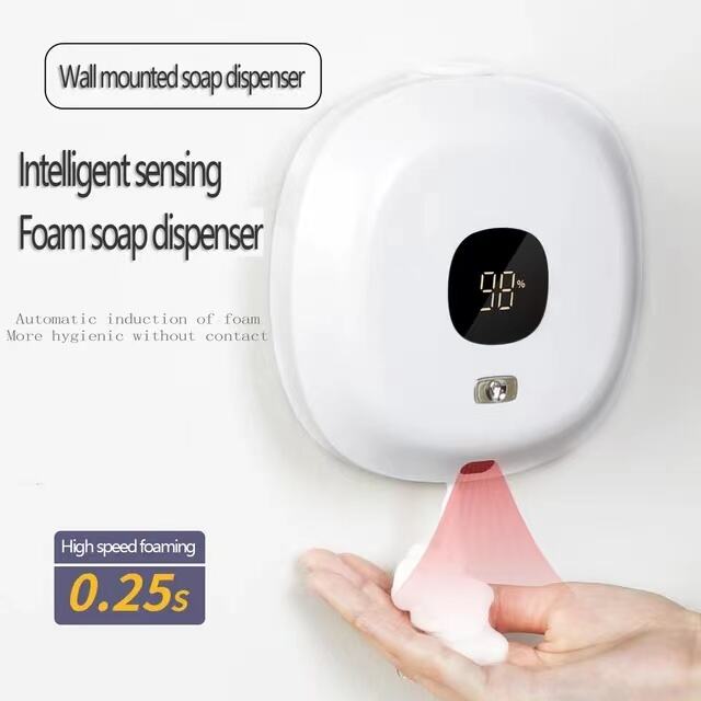 Multifunctional Wall Mounted Automatic Soap Dispenser Infrared Sensor LED Digital Display Foam Soap Dispenser USB Rechargeable supplier