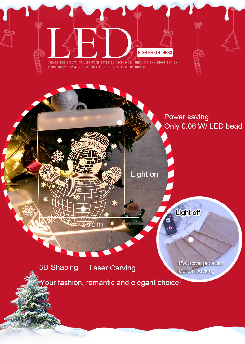 5pc/set New Design Festival decorative Holiday Decor Christmas Hanging Light Window Decoration Acrylic Christmas Ornament details