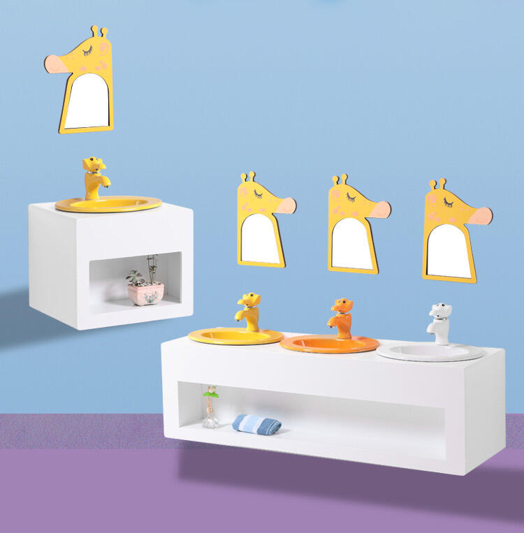 wall mounted modern Cartoon bathroom cabinet vanity sets with mirror & faucet basin factory