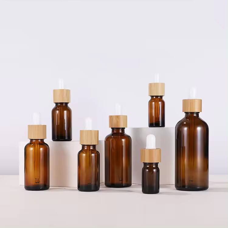 Amber packaging essential oil OEM /ODM glass packaging container bamboo cap Dropper bottle manufacturer details