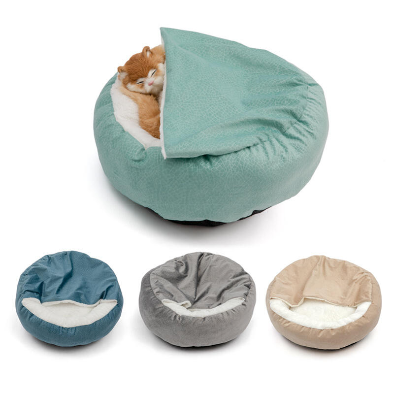 Luxury PV Fleece Inner PP Cotton Soft and Warm Comfortable Sleeping Cushion Donut Shape Washable Pet Dog Bed with Blanket manufacture