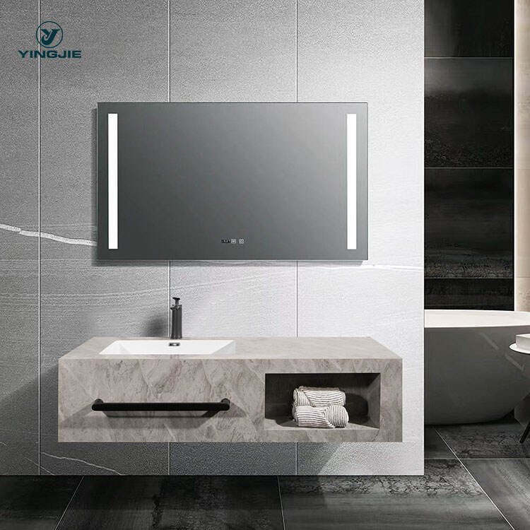 wall mounted bathroom sintered stone vanity cabinet with sink and towel rack factory