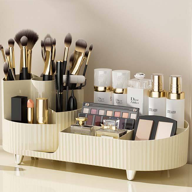 Cosmetics storage box Rotating pen holder Vanity table desktop large capacity makeup brush lipstick eyeshadow powder puff shelf factory