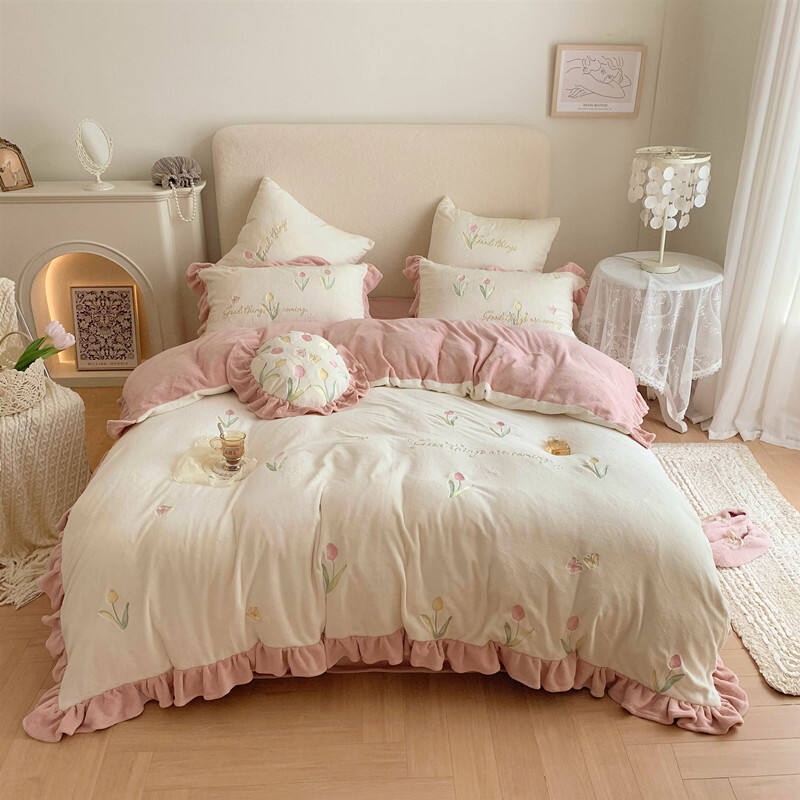 High quality Soft 100% Cotton Lovely Bed Sheets Duvet Cover Set Pillow case Custom Design Bedding Set factory