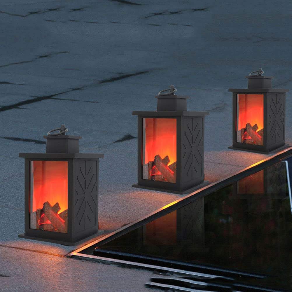 Fireplace Lanterns Decorative Flameless Portable Led Lantern Fireplace Light LED Simulation Log Flame Effect factory