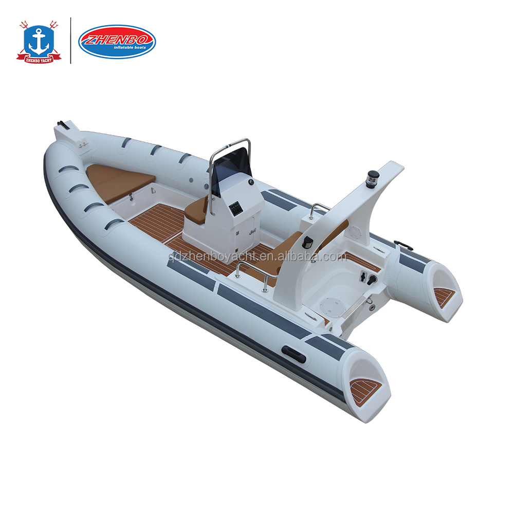 Factory sale Hypalon/PVC 4.8m RIB Boat Deep V Fiberglass Hull Inflatable RIB Boat 480 for fishing with engine details