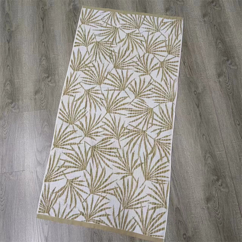 Custom LOGO Soft Absorbent Palm Leaf Pattern 100% Cotton Jacquard Bath Shower Towels for Home Beach Towels Spa Body Wrap Towels factory