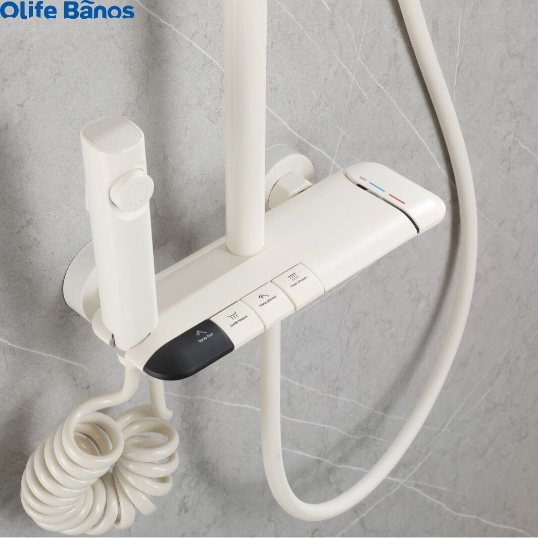 Big Promotion Brass Shower Hot And Cold Bathroom LED Light Shower Piano Key Shower Mixer Set System Faucet