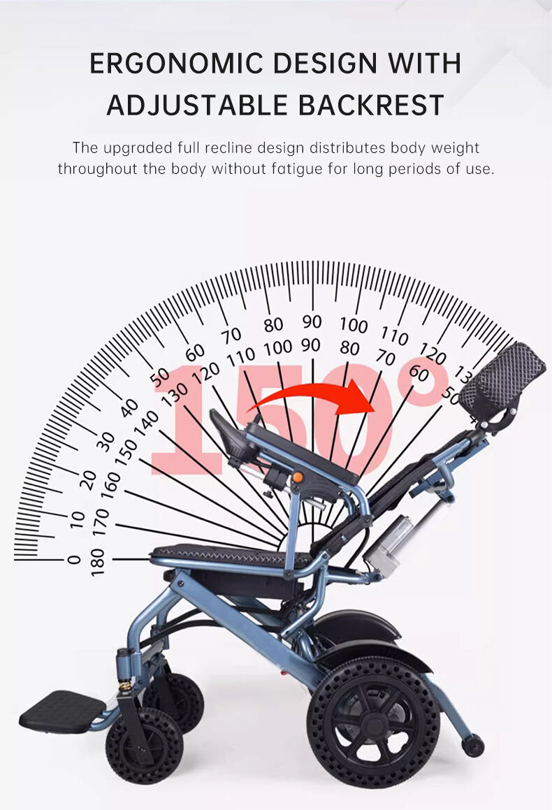 Amazon Hot selling Customized Aluminum portable Lightweight Power chair for disable/elderly High backrest ly down electric chair factory