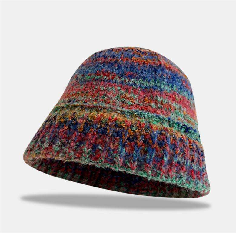 قبعة دلو متماسكة متدرجة ملونة عتيقة