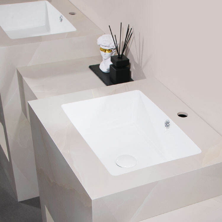 european design unique bathroom sinks sintered stone rectangular pedestal basin supplier