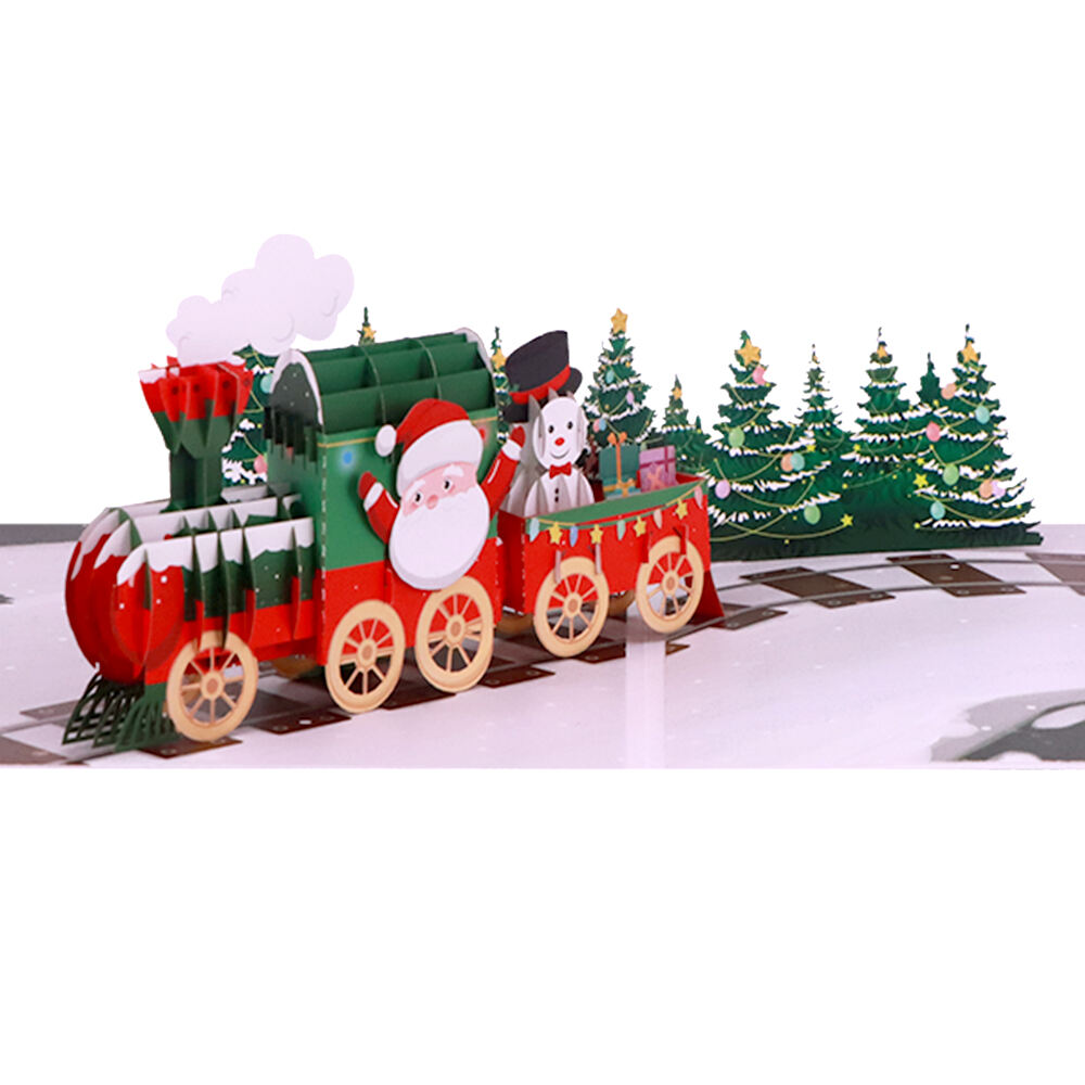 Cartão pop-up de trem de Natal