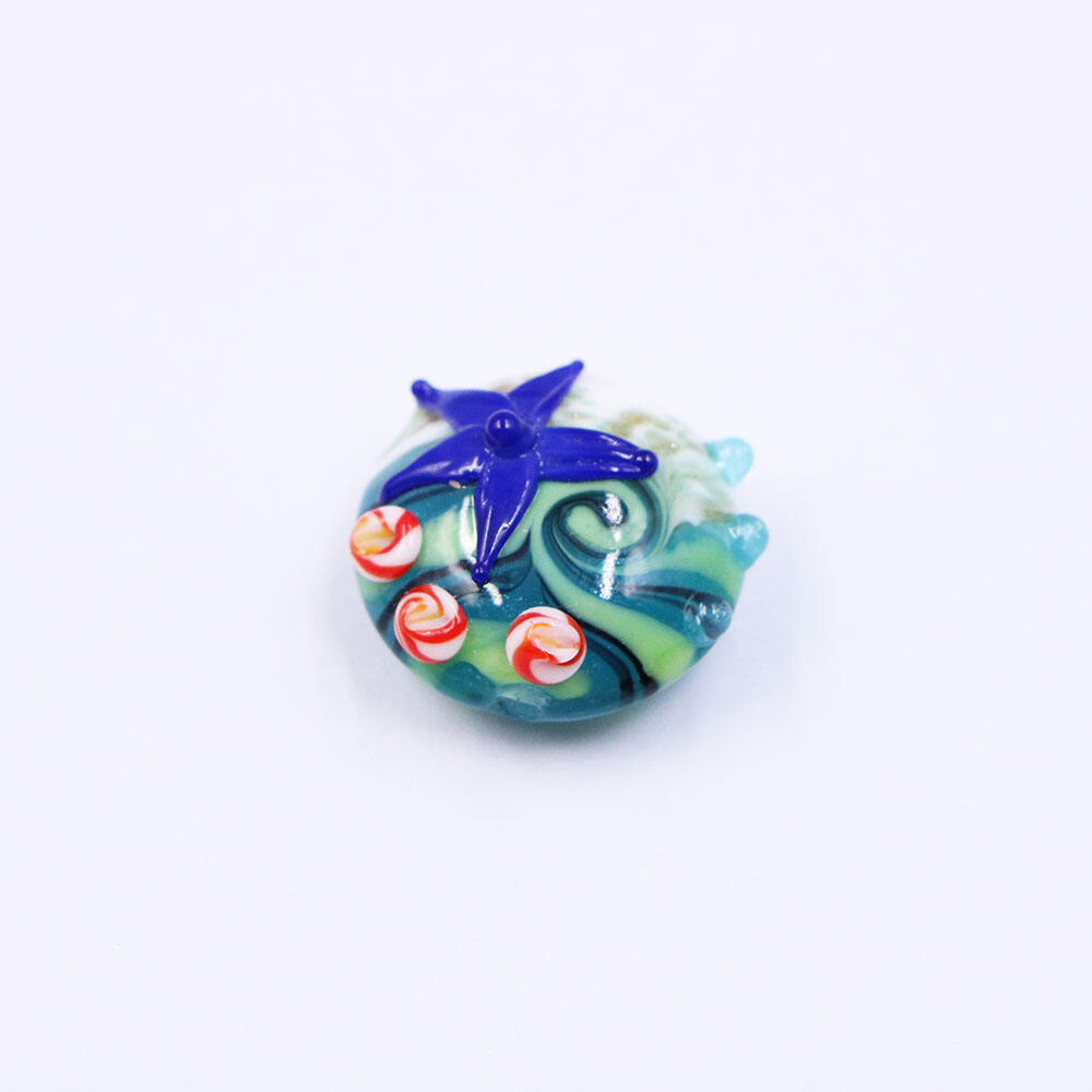 16mm 20mm Colorful Jewelry Making  Handmade Murano Lampwork Sea Starfish Round  Glass Bead supplier