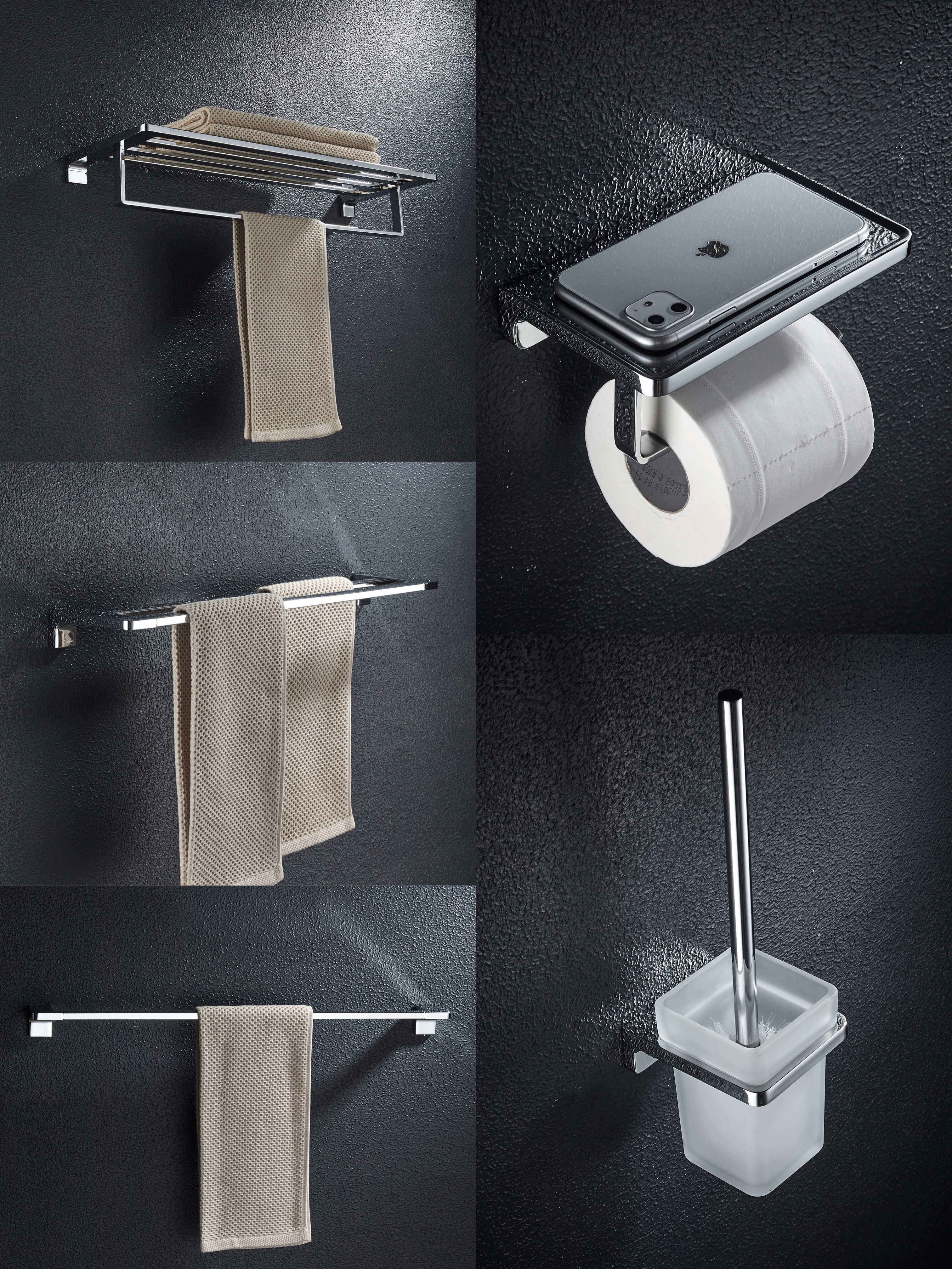 China cheap complete Bathroom Hardware Stainless Steel Bathroom Accessories Set factory