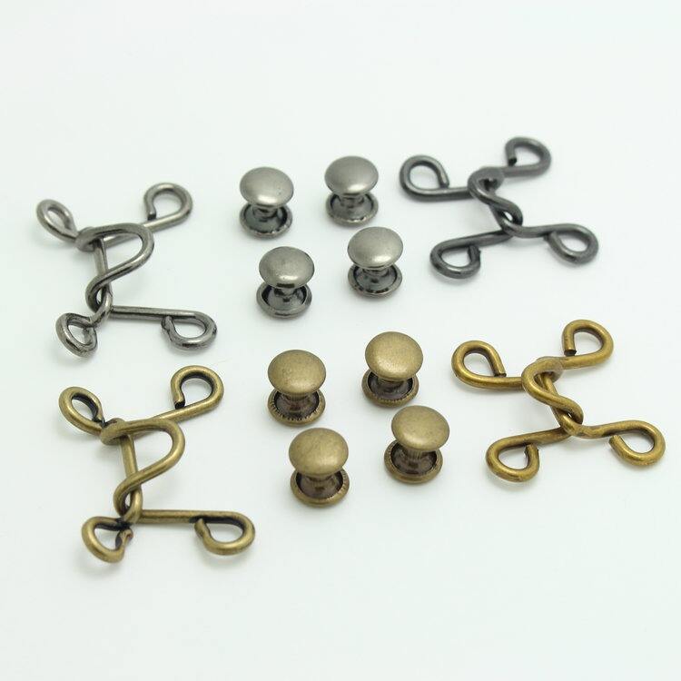 Custom brass metal hook and eye for pant trouser