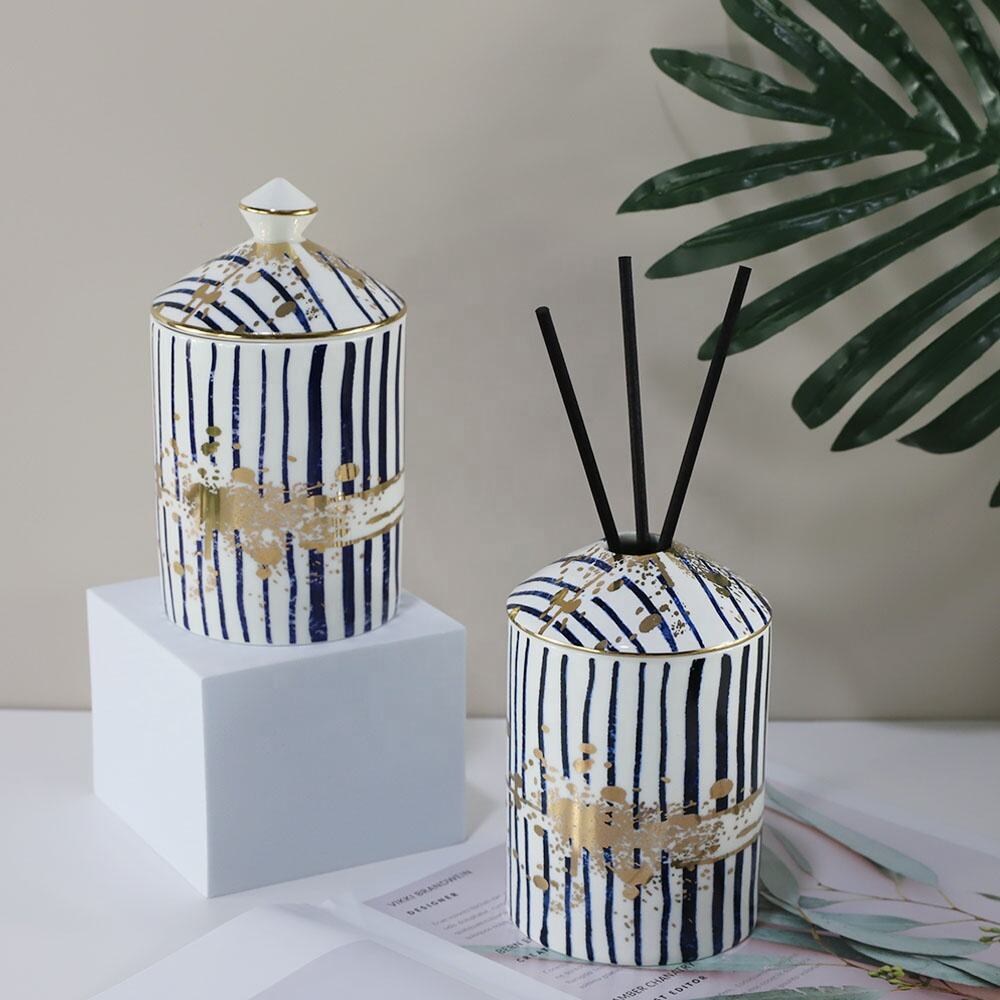 Wholesale Home Decor Christmas Candle Jars Diffuser Jar Gift Set Ceramic Candle Containers with Lids supplier