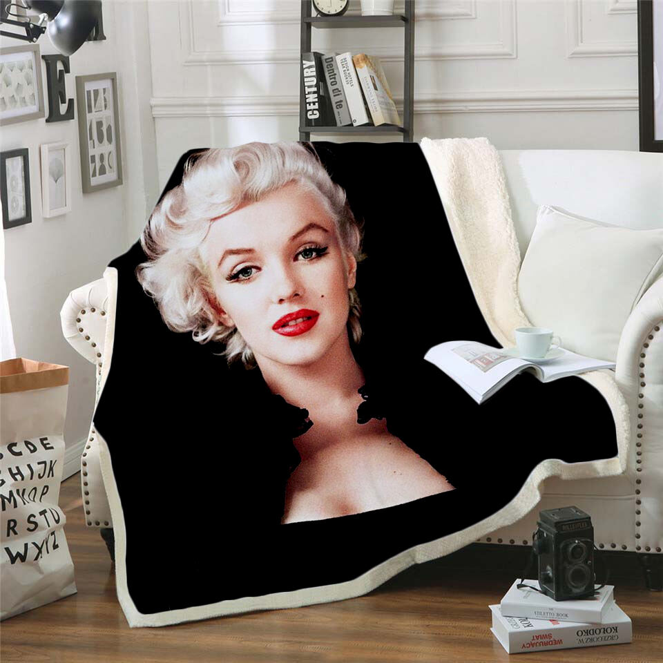 Marilyn Monroe 3d printed sherpa fleece blanket for Beds Hiking Picnic Thick Quilt factory