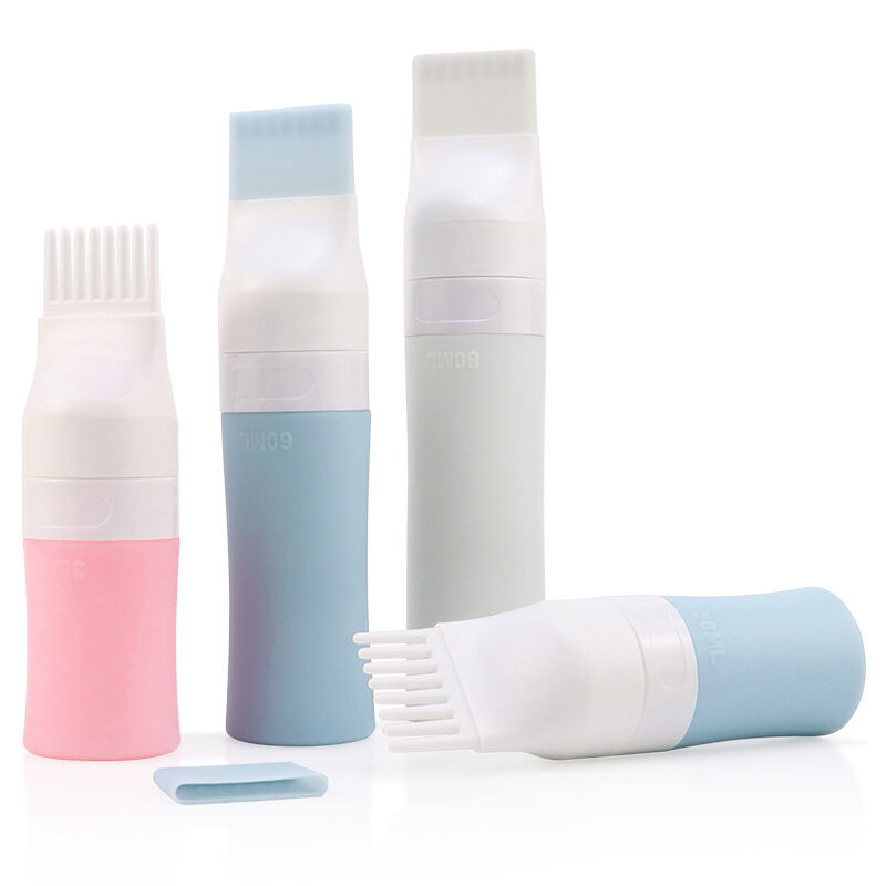 Empty Squeeze Silicone Shampoo Travel Bottle With Hair Dry Brush Head