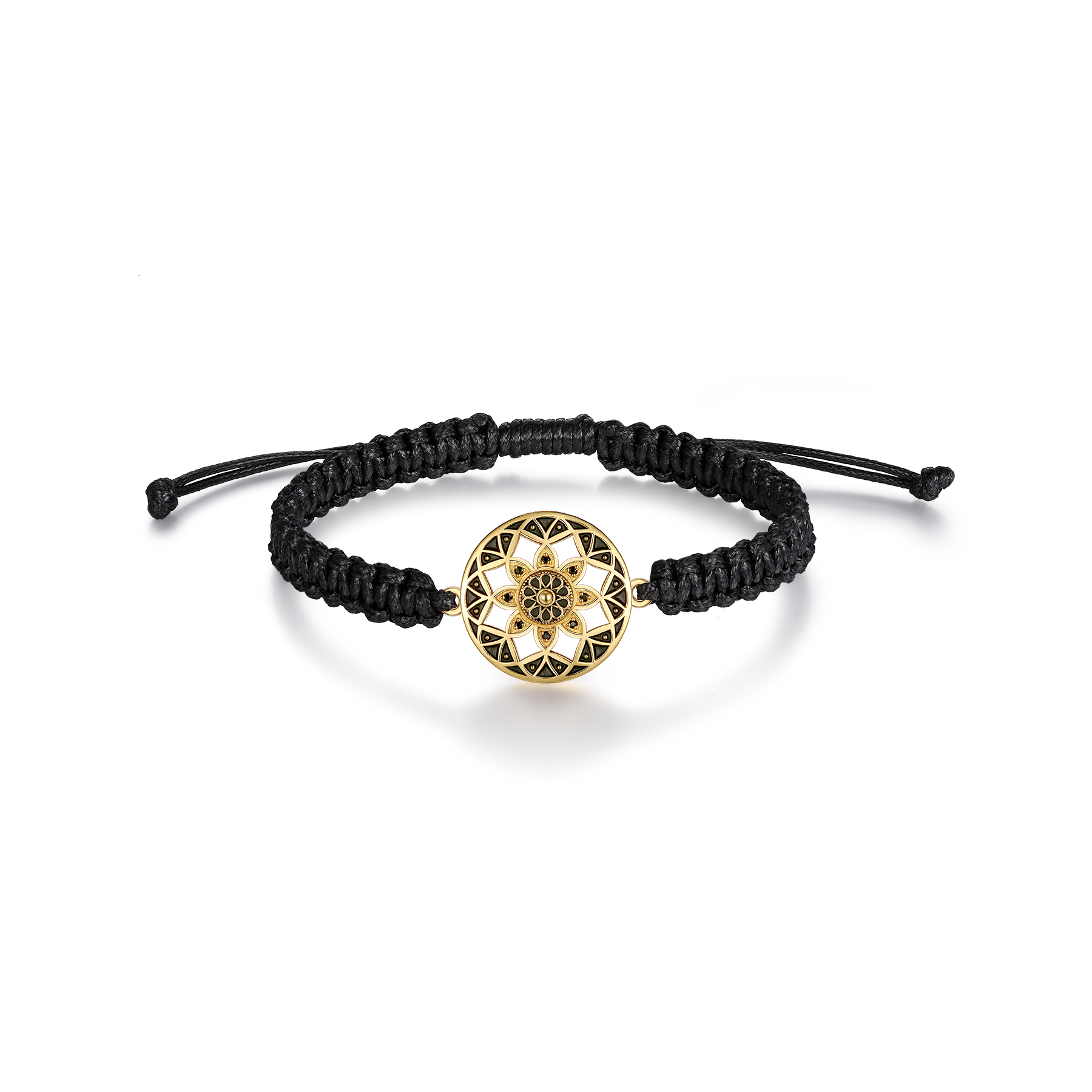 Mandala Design Black Rope Braid Bracelet
