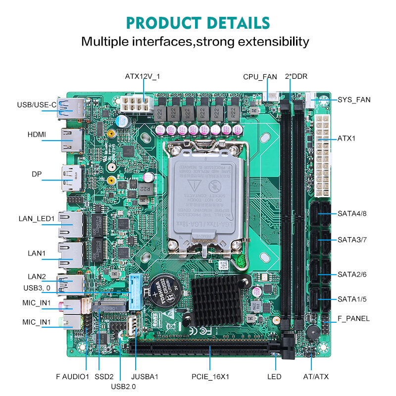 Piesia nas -kodein 12th gen lga1700 h670/b660 nas -kodein ATX 8*sata3.0 2*ddr5 64GB teollisen palvelimen mini-ITS -kodein