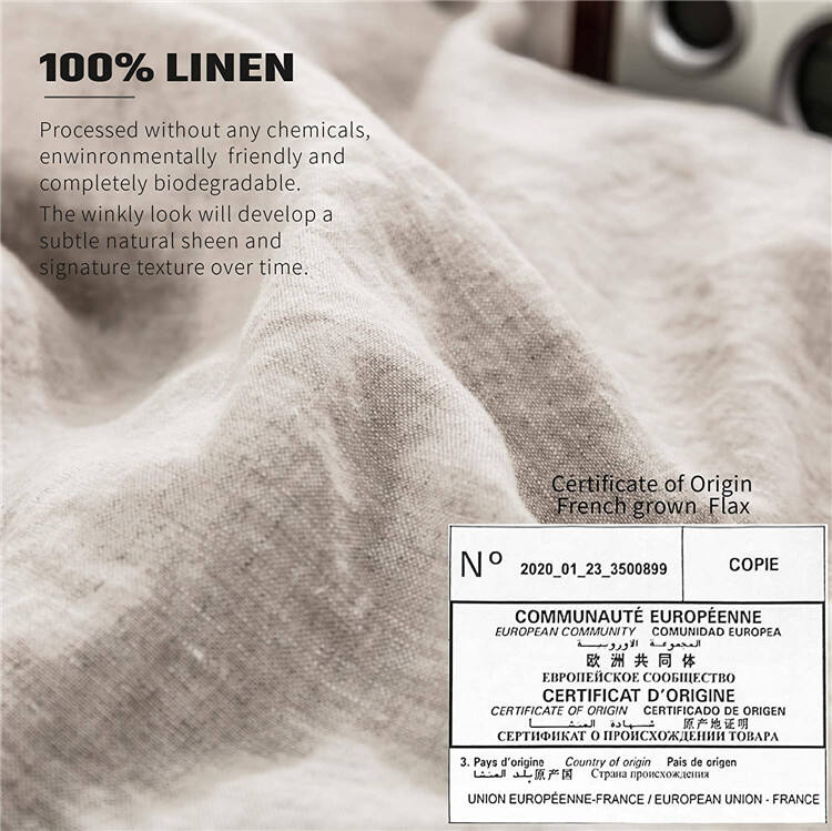 Stone Washed 100% Natural Pure Linen Flax Fiber Linen Bedding Bed Sheet set manufacture