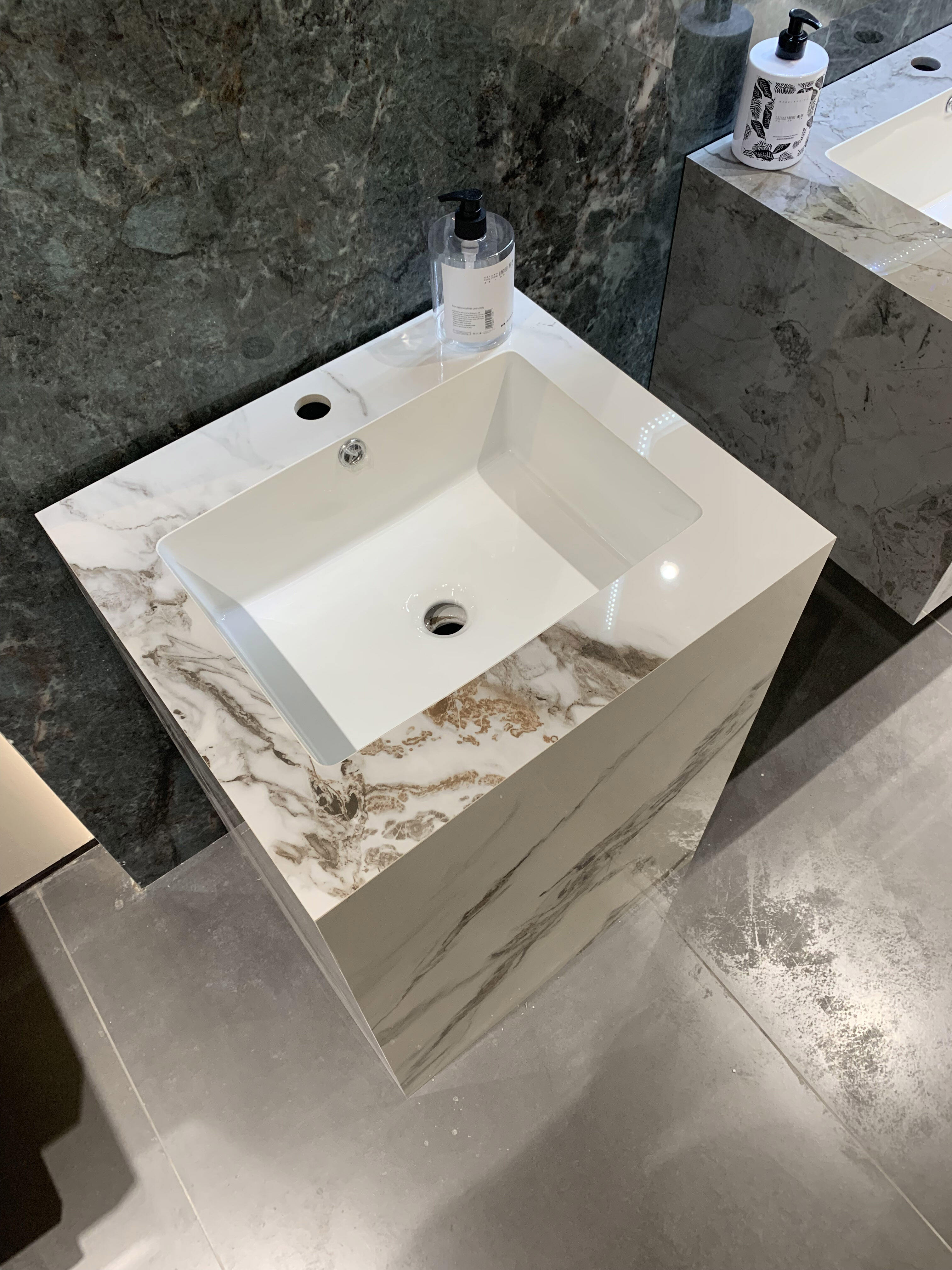 square sintered stone marble pedestal basin washing sink for bathroom factory